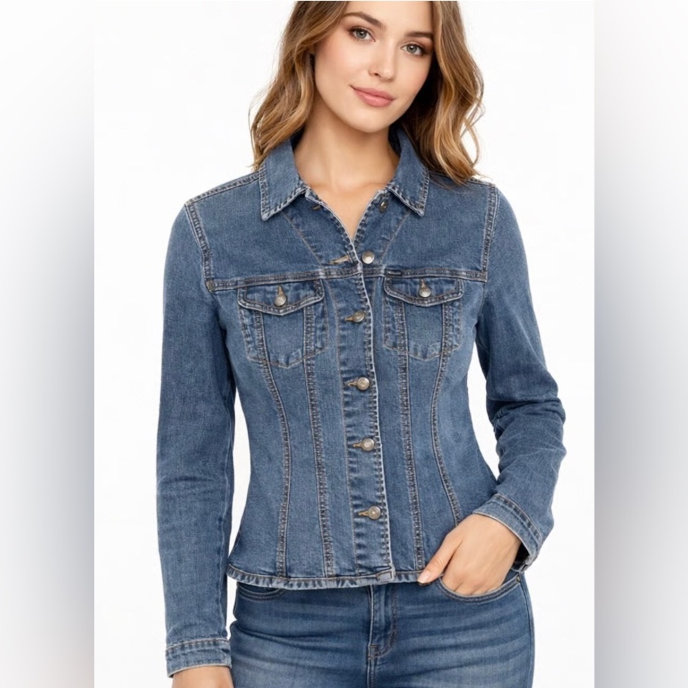 Faconnable Fitted Blue Denim Jacket